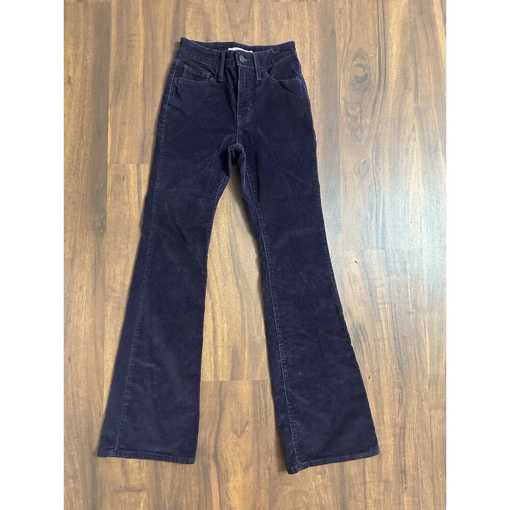 Levis 726 Womens Flare Corduroy Pants Dark Purple 24 Stretch High Rise Retro